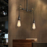 Vintage Metal Chandelier with Black Finish, Exposed Bulb Pendant Lamp - 2/4/6 Lights - This product has a modern industrial look and is made of metal. It has black finish and is available in two sizes-15 to 19 inch or 25 inch and above.
